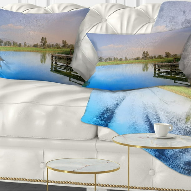 18 x 18 Sofa Designart CU11777-18-18 Wetland of NAM Sang Wai Blue Seascape Throw Cushion Pillow Cover for Living Room 